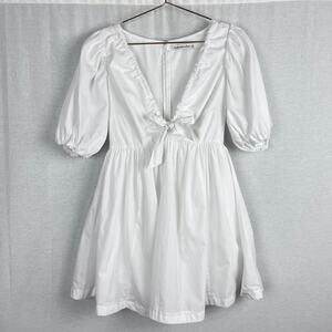 Abercrombie and Fitch Dress White Poplin Babydoll Mini Cottagecore Boho Sundress